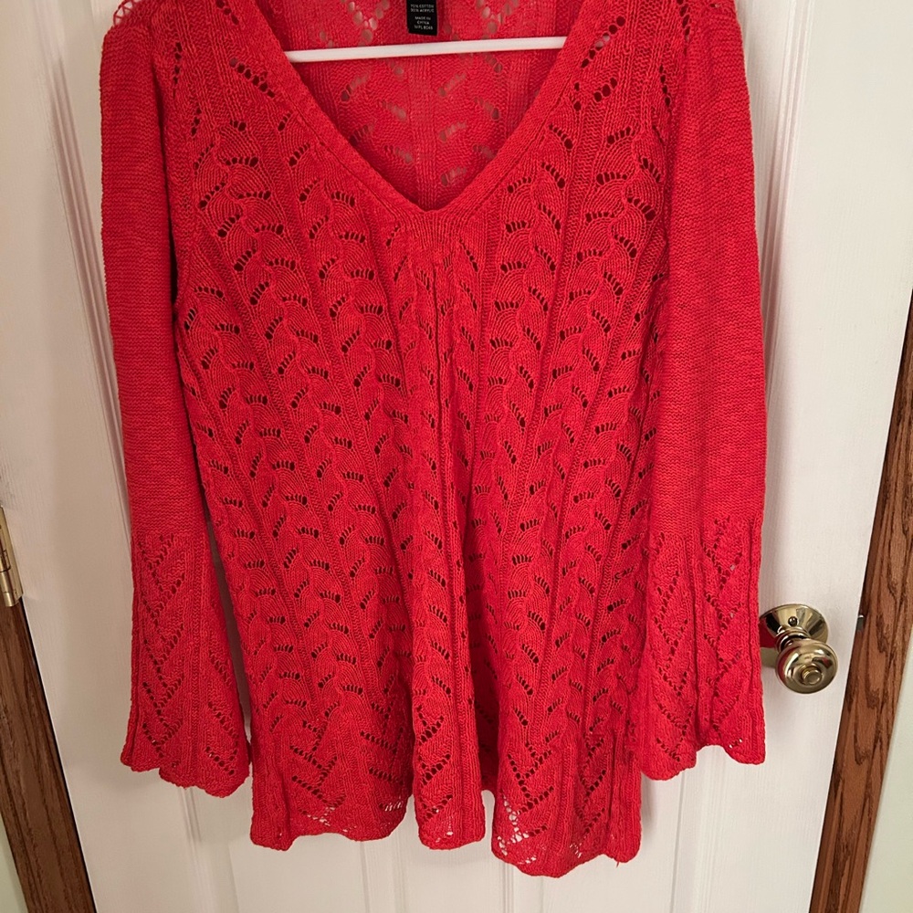 Style & Co Fuchsia V-neck Knit Sweater